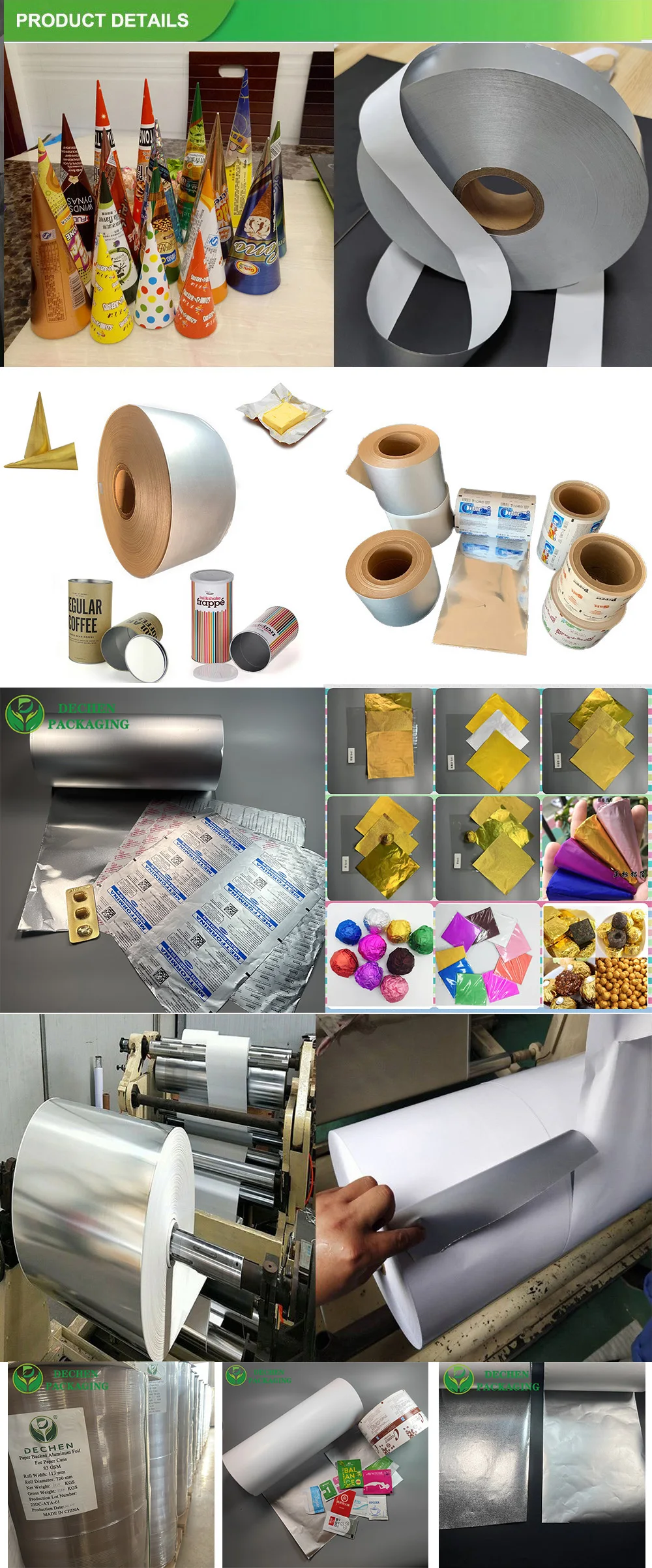 Papier d'aluminium stratifié de haute qualité crème glacée cône taille
